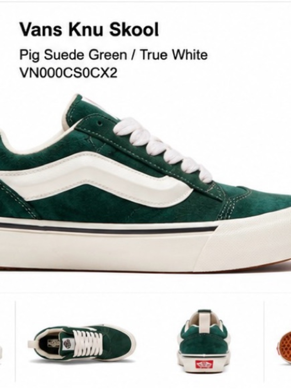 Vans Low-Top Suede Sneaker in Dark Green and White